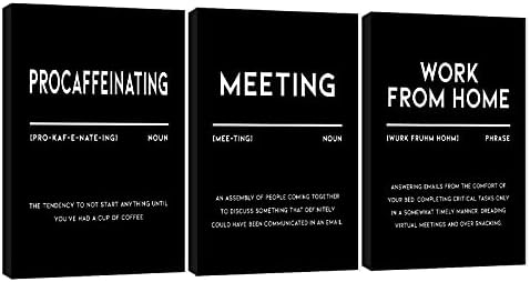 3 Piece Inspirational Canvas Wall Art, Quotes "Procaffeinating by GUTTATYART