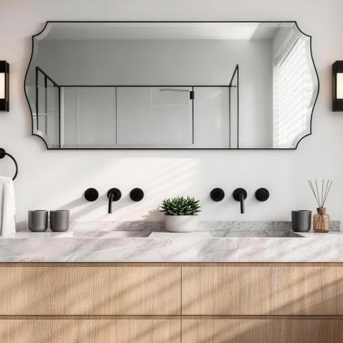 POZINO 55"x20" Premium Scalloped Beveled Bathroom Mirror by POZINOmirrorforyourownhomelivingspace