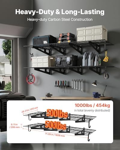 VEVOR 2-Pack Heavy Duty Garage Wall Shelving, 2 x 6 ft Steel Wall Mounted - Image 3
