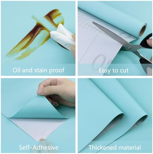Teal Blue Peel and Stick Wallpaper 23.6"x472" Solid Colour Contact Paper Modern - Image 2