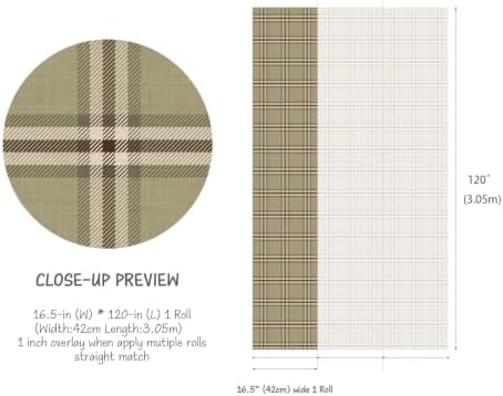 Olive Green Brown Plaid Peel and Stick Wallpaper Tartan Check Pattern - Image 5