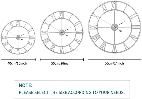 1st owned Large Wall Clock, Metal Retro Roman Numeral Clock, Modern Round Wall - Image 2