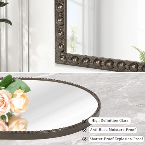 Arched Mirror for Wall, Retro Metal Beaded Frame Decorative Mirror for Vanity - Image 3