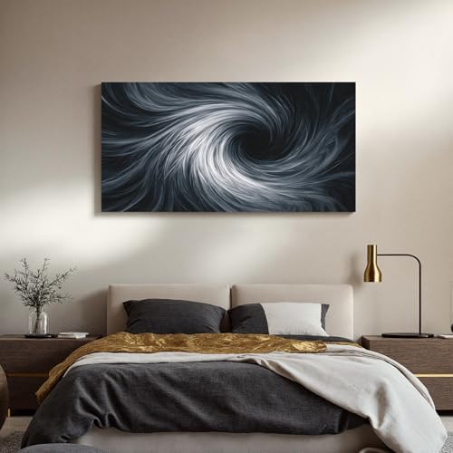 YISXINOAG Black White Abstract Wall Art Modern Spiral Painting 20"X40" - Image 2