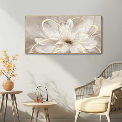 Framed Abstract Wall Art Gold Pictures Wall Decor Line Painting on Canvas 20"x - Image 2