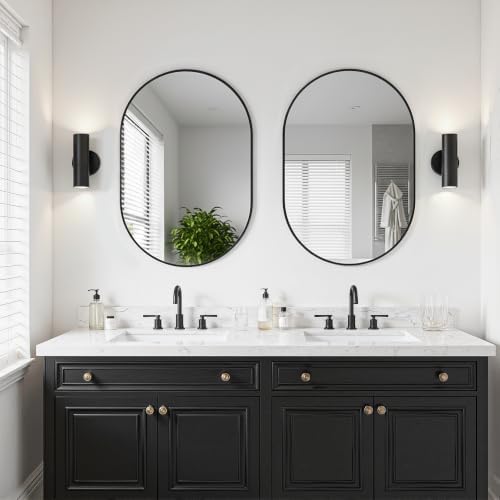 Black Oval Bathroom Mirror for Over Sink, 2 Pack 20"x30" Wall Mirror - Image 3