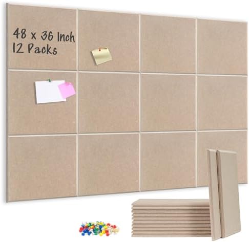 DOLLAR BOSS Felt Cork Board Tiles 48" x 36" Bulletin Board by DOLLARBOSS