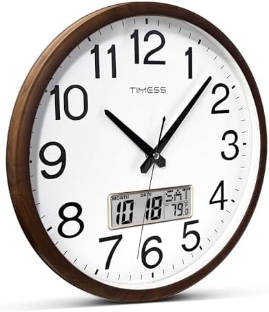 TIMESS Wall Clock, Classic Wood Style Finish, 16 Inch Non-Ticking Silent - Image 4