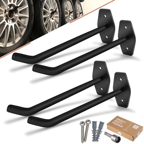 4 Pack 10-Inch Heavy Duty Garage Hooks, Tire Wall Mount by SunVFaFa