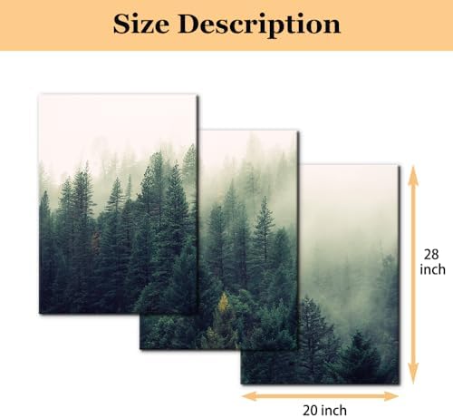 Pacimo Canvas Print Wall Art Set Aerial View of Pine Trees in Mist Nature - Image 5