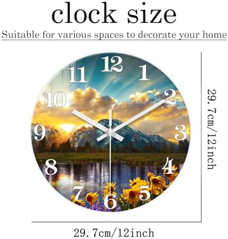 XFM Nature Landscape Wall Clock 12 Inch Sunrise Mountain - Image 3
