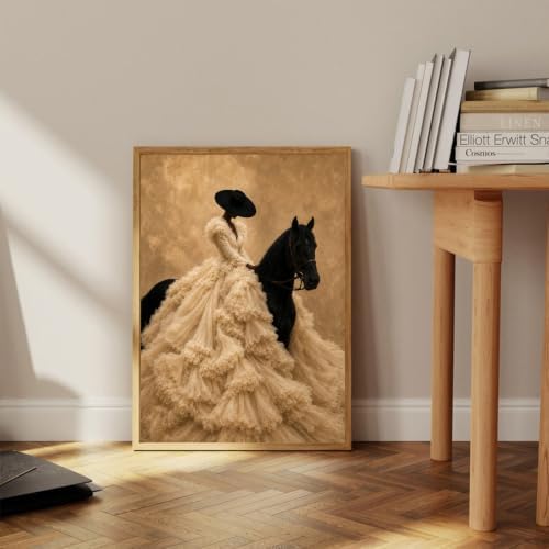 Black Woman Horse Riding Wall Art Elegant Bride Poster 16x24 Inch Unframed - Image 3