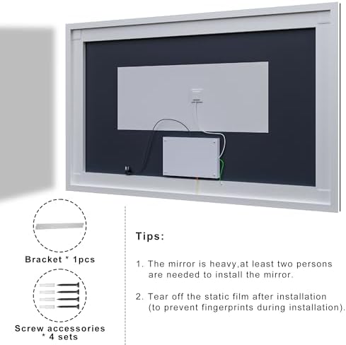 40''x30'' Lighted Mirrors for Bathroom Wall Backlit + Front Lit, Rectangular - Image 5