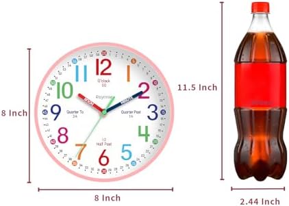 Roymnie Wall Clock 8 Inch for Kids Learning to Tell Time Easily Non Ticking - Image 2