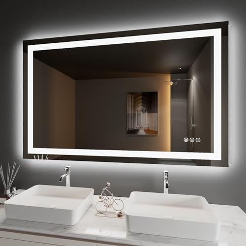 Amorho 50"X32" LED Bathroom Mirror, Front and Backlight by Amorho