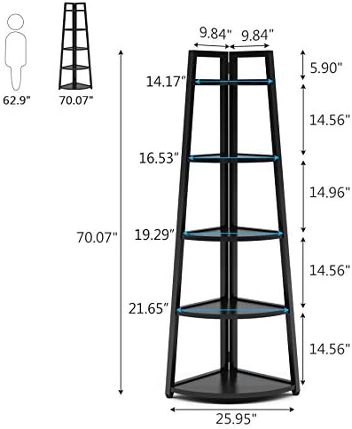 Tribesigns 70 inch Tall Corner Shelf, 5 Tier Modern Corner Bookshelf Bookcase - Image 2