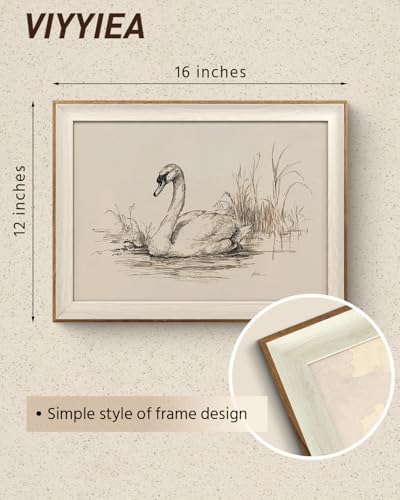 VIYYIEA Framed Elegant Swan Sketch Wall Art - Image 5