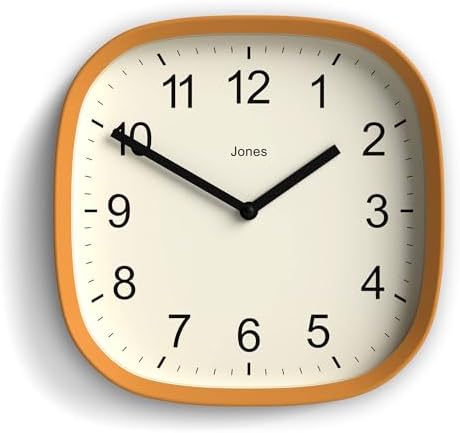 JONES CLOCKS® Sprite wall Clock | Modern Square Clock | 10" | Yellow by JONESCLOCKS