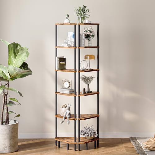 6 Tier Corner Shelf, 66.5'' Tall Standing Shelf, Narrow Display Shelf Stand - Image 4