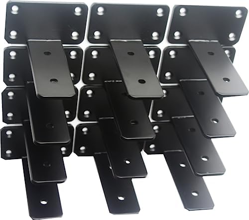 12 Pack - 4 inch Black Hidden L Shelf Bracket Iron Floating Shelf Brackets by MHMYDZ