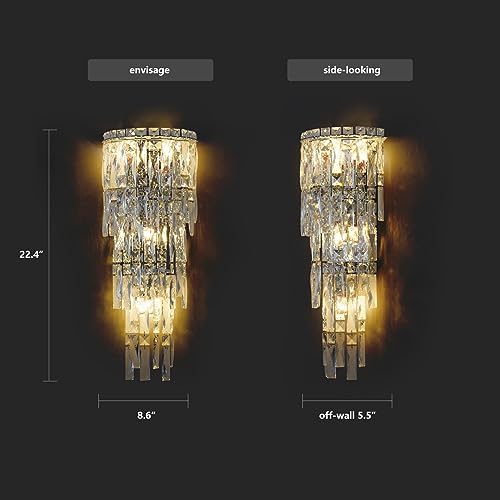 Wall Sconces, Modern Crystal Wall light Fixtures Indoor Luxury Chrome Wall Lamp - Image 4