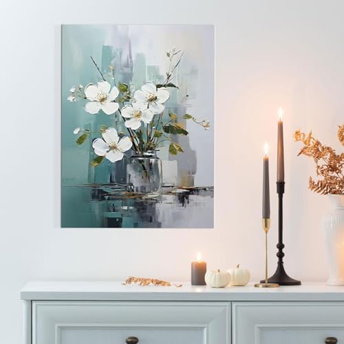 daktenn Floral Canvas Wall Art Bathroom Wall Art Pictures Wall Decor Home Decor - Image 3