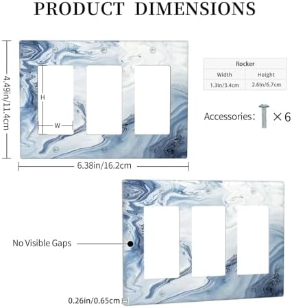 Light Switch Covers Blue Marble Pattern 3 Gang Rocker Electrical GFCI - Image 5