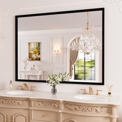 WEER Matte Black Bathroom Vanity Mirror 40X30 Inch by WEER