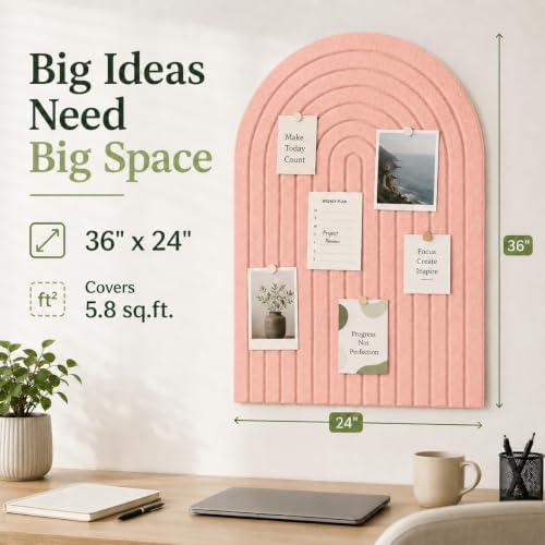Large Arched Felt Bulletin Board, Sized 36" x 24" - Image 3