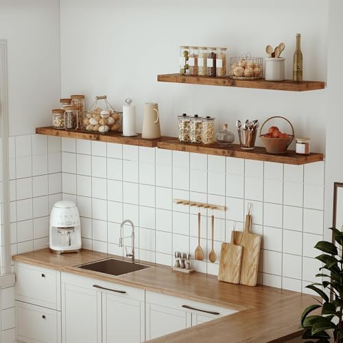 Vivelove Single Floating Shelves 48x10” Set of 1, Rustic Brown - Image 4