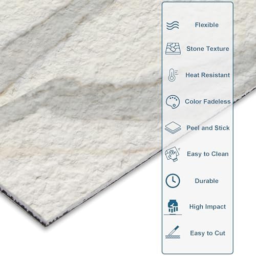 40-Sheet Flexible Stone Peel and Stick Backsplash Tile, Subway Texture - Image 3