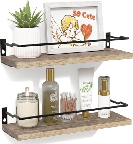 RICHER HOUSE Floating Shelves Bathroom, Small Wall Shelf Over Toilet 2 Set by RicherHouse