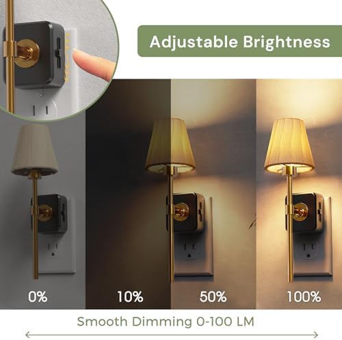L LOHAS LED Night Lights Plug into Wall, Pleated Fabric Cover Night Light - Image 3