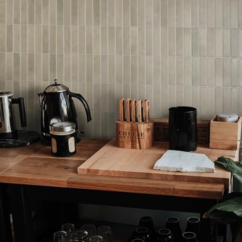 Smart Tiles Peel and Stick backsplash, Stacked Taupe Beige - Image 2