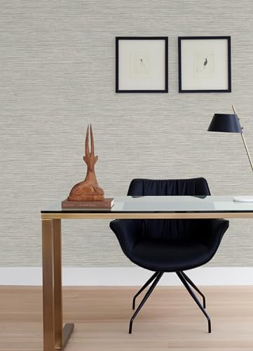 RoomMates Neutral Jade Dimensional Grasscloth Peel and Stick Wallpaper - Image 3