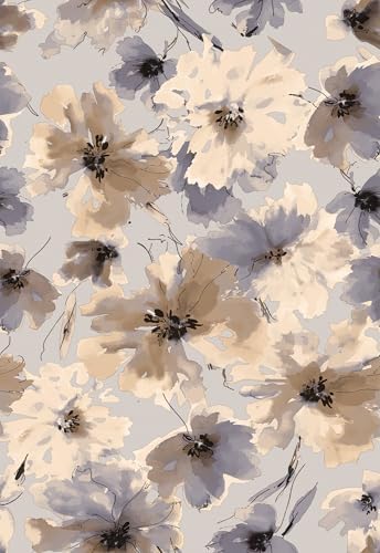 JiffDiff Purple Watercolor Floral Peel and Stick Wallpaper, 17.3" x 394" by wallpaper