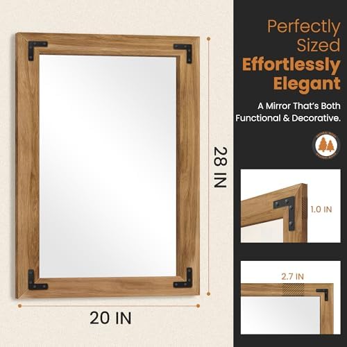 Wood Framed Bathroom Vanity Mirror - Image 5