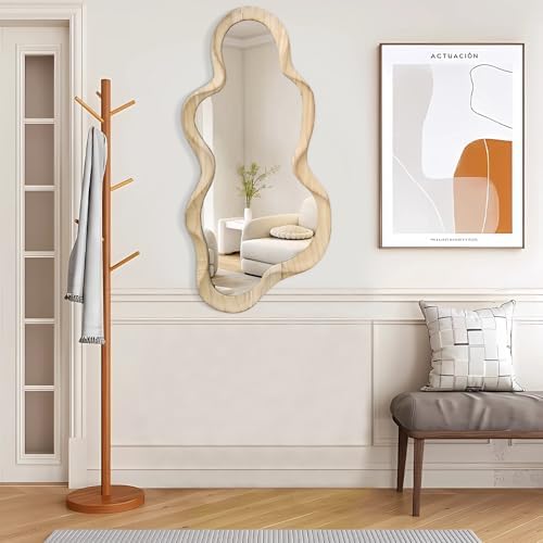 Large Asymmetrical Mirror, Irregular Cloud Wall Mirror Wood Frame Mirror - Image 4