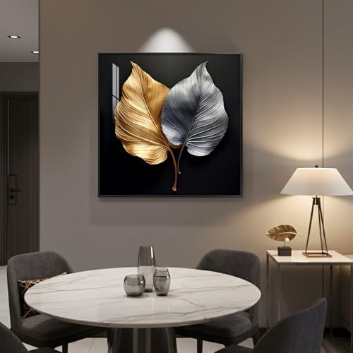 Framed Modern Gold and Silver Elegant Luxury Wall Art Decor, 24x24 In - Image 5