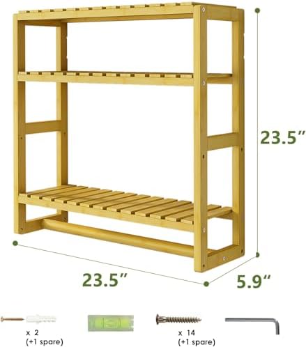 Galood Over The Toilet Storage Bathroom Shelves Wall Mounted Yellow - Image 2