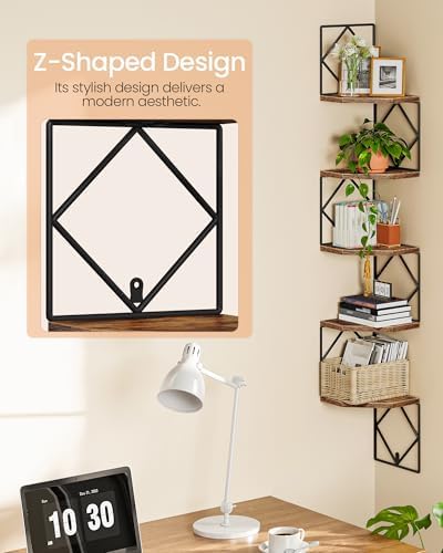 CHOEZON 5-Tier Corner Shelf, Floating Shelf, Wall-Mounted Storage Shelf - Image 5