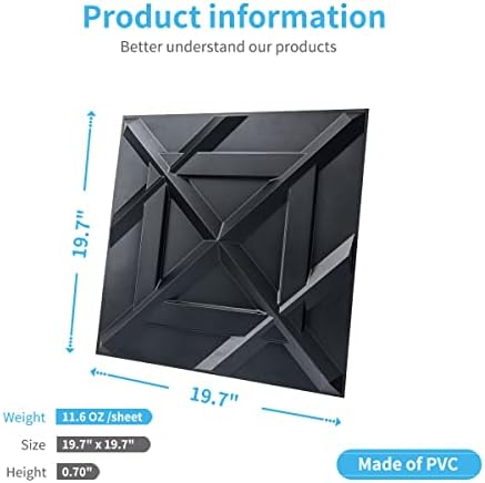 Art3d Decorativ PVC Glue-Up 3D Wall Panel, 19.7 x 19.7 in - Image 4