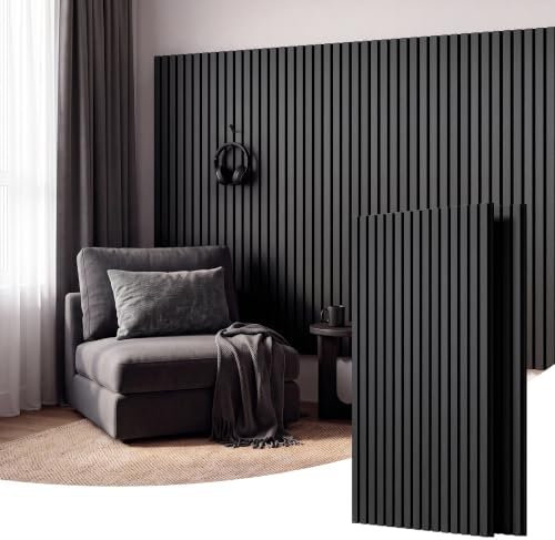Amsleekey 2-Pack 47.2″x23.6″ Acoustic Wood Slat Wall Panels, 4 Hooks by Amsleekey