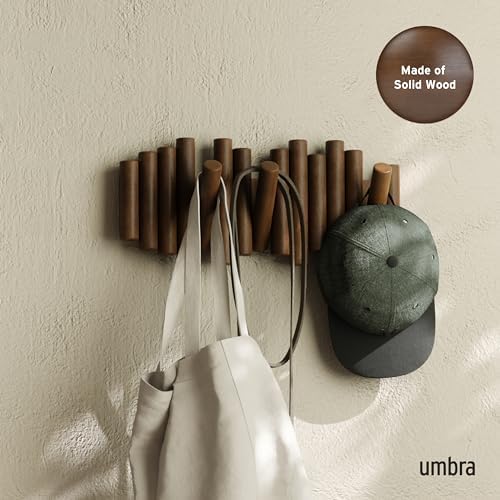 Umbra Picket Coat Rack, Wall Mount 5 Flip-Down Coat Hooks - Image 2