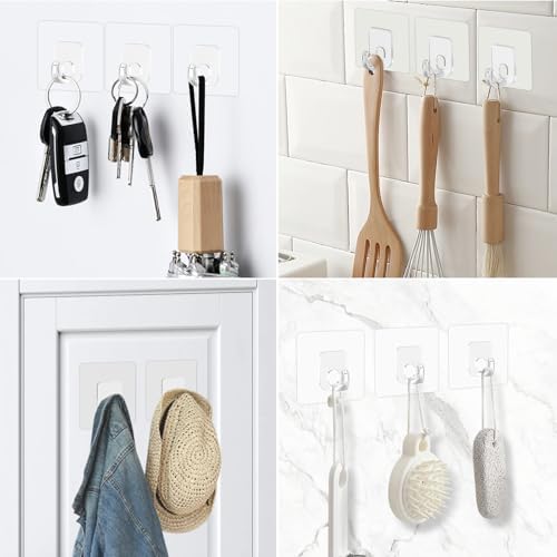 Large Adhesive Hooks for Hanging Clear 30 Pack Wall Hangers Heavy Duty 33lb - Image 5