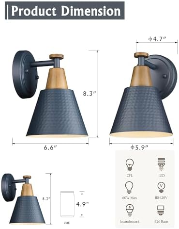 FEMILA Modern Wall Sconces Set of 2, 1-Light Wall Lighting Bathroom Sconces - Image 2