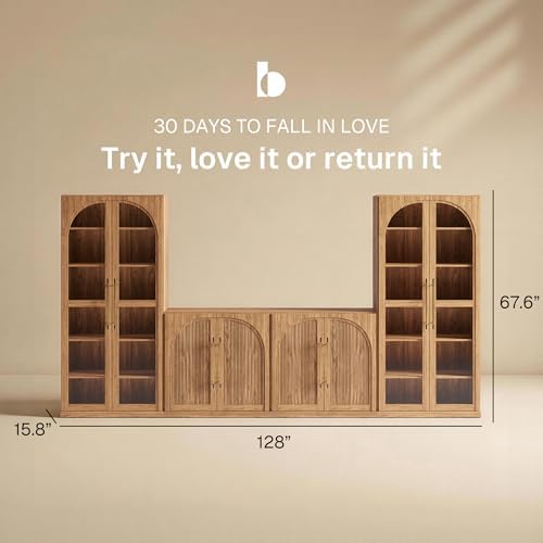 BELLEZE Jagger 128" Wall Unit 3-Piece Modular TV Stand - Image 2