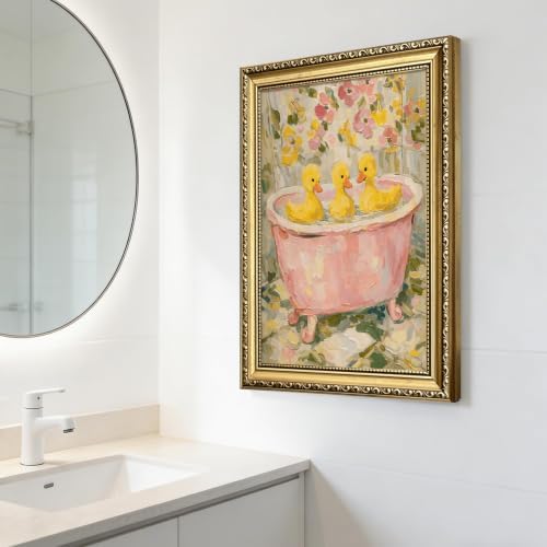 Gold Framed Vintage Duck Wall Art, Cute Duck Bathtub Print - Image 2