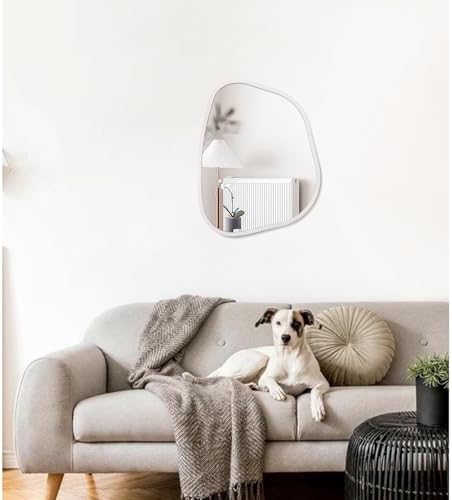 Asymmetrical Mirror Irregular Oval Wall Mirror Modern Wood Frame Unique Shape - Image 3