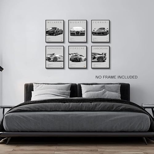 HTTART Car Posters for Boys Room Set of 6, Vintage Race Car Wall Art, Supercar - Image 2
